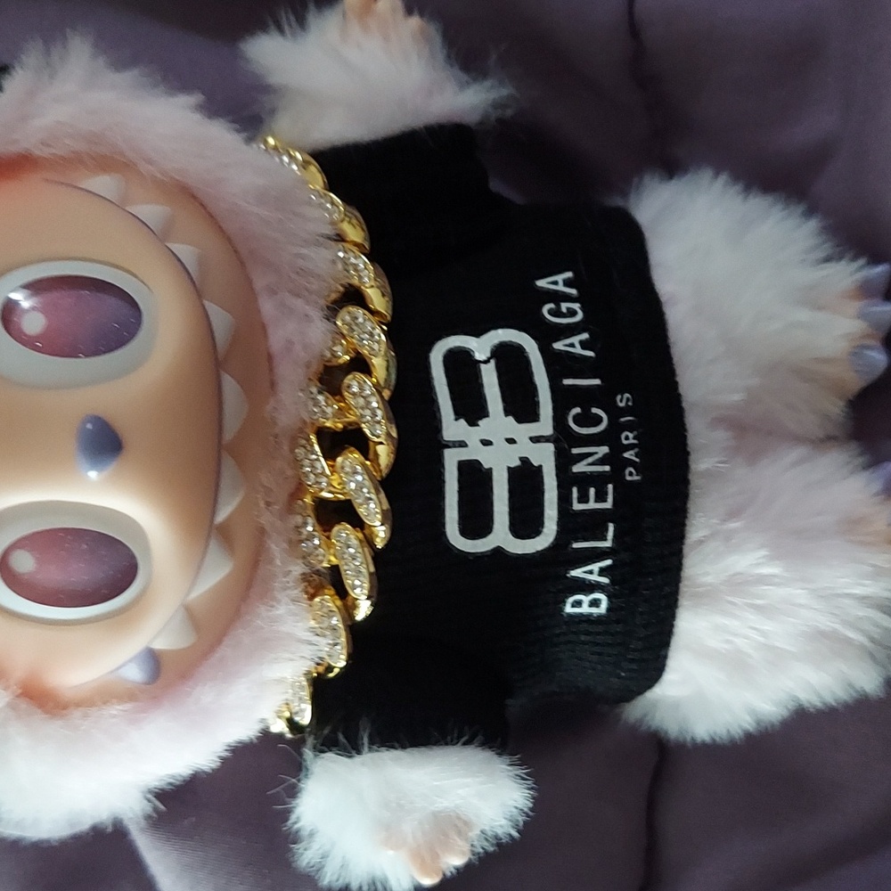 Balenciaga Furry Toy with Black Sweater and heavy Gold Chain - Picture 2 of 4